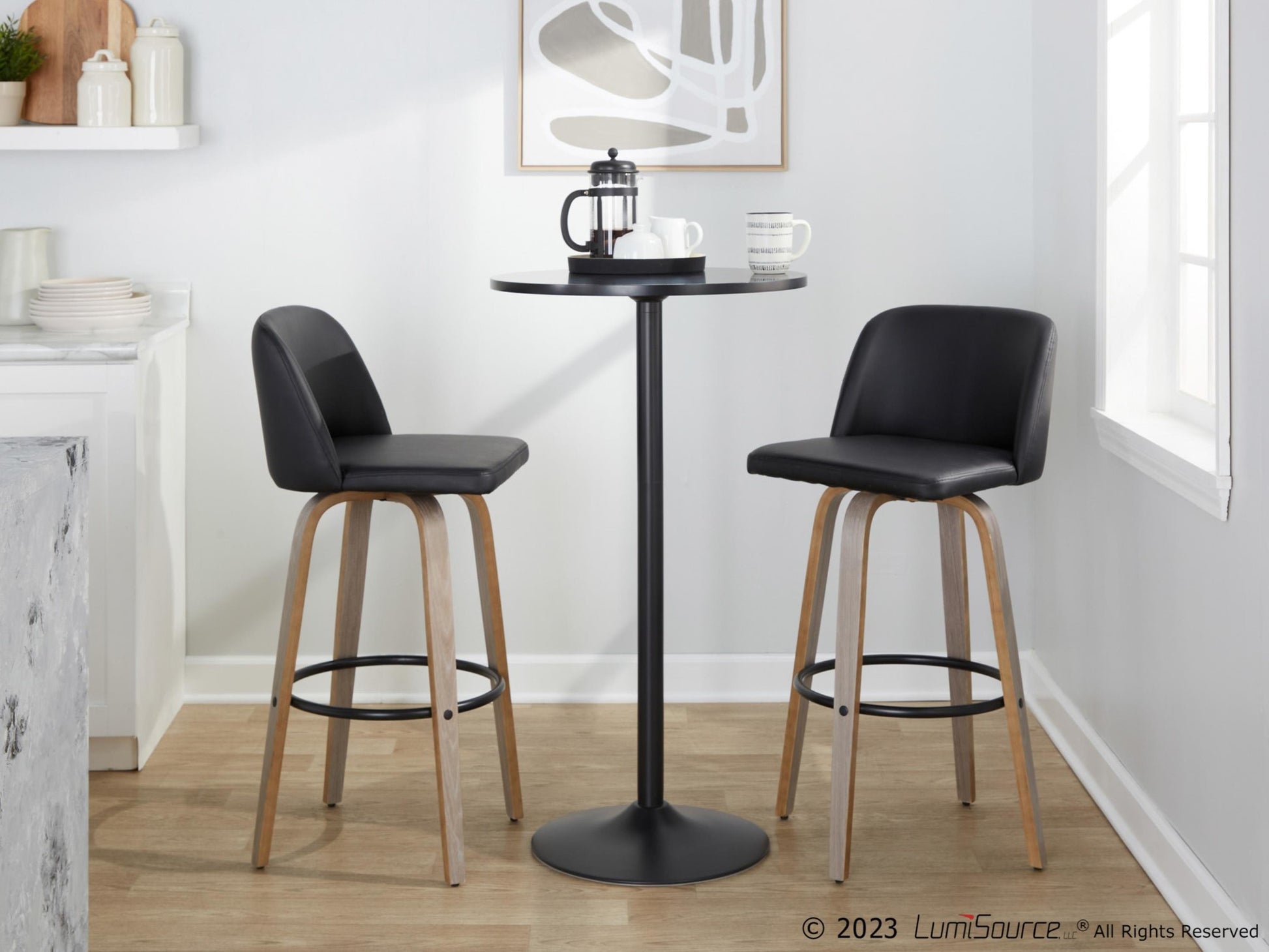 Toriano 30" Fixed-Height Barstool - Set of 2 By LumiSource - B30-TRNOPU-GRTZQ2 LGYBK2 | Bar Stools | Modishstore - 4