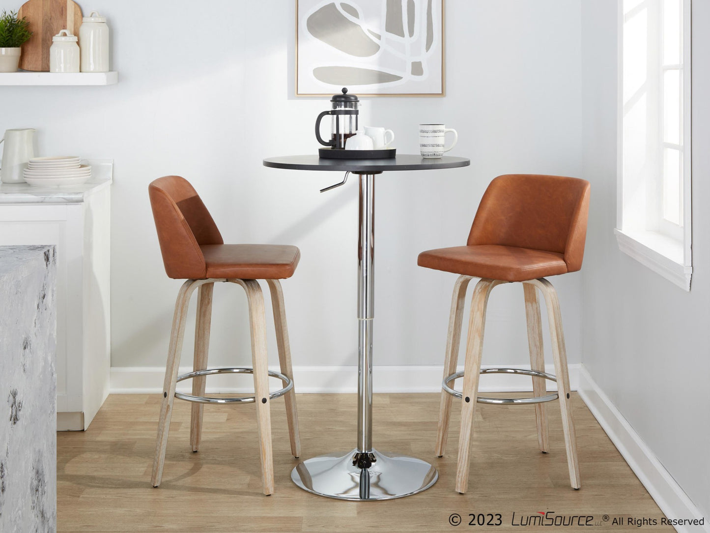 Toriano 30" Fixed-Height Barstool - Set of 2 By LumiSource - B30-TRNOPU-GRTZR2 WWBK2 | Bar Stools | Modishstore - 12