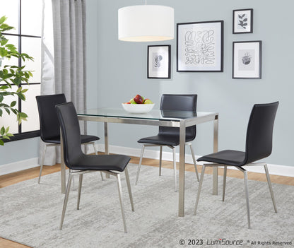 Fuji-Mason Upholstered Swivel Dining Set - 5 Piece By LumiSource - DS5-FUJI47CL+4MSNUPPUSSBK | Dining Sets | Modishstore