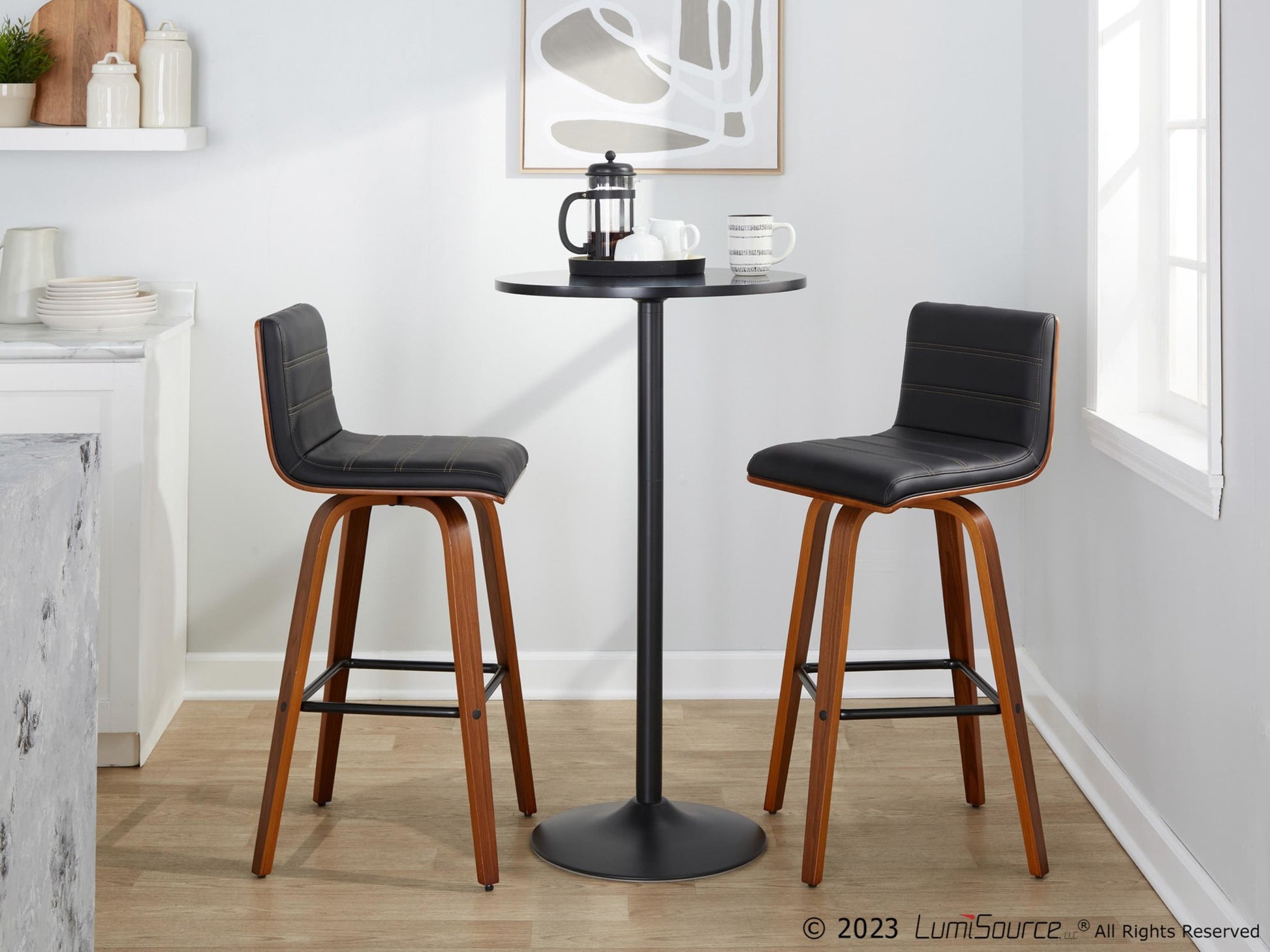 Vasari 30" Fixed-Height Barstool - Set of 2 By LumiSource - B30-VSRPU-GRTZX2 WLWLBK2 | Bar Stools | Modishstore - 3