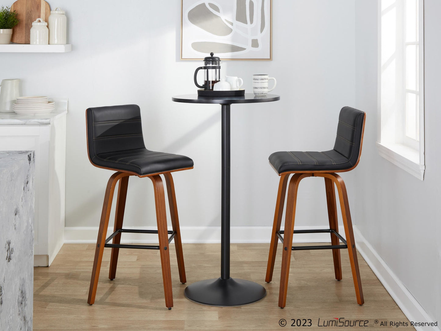 Vasari 30" Fixed-Height Barstool - Set of 2 By LumiSource - B30-VSRPU-GRTZX2 WLWLBK2 | Bar Stools | Modishstore - 4