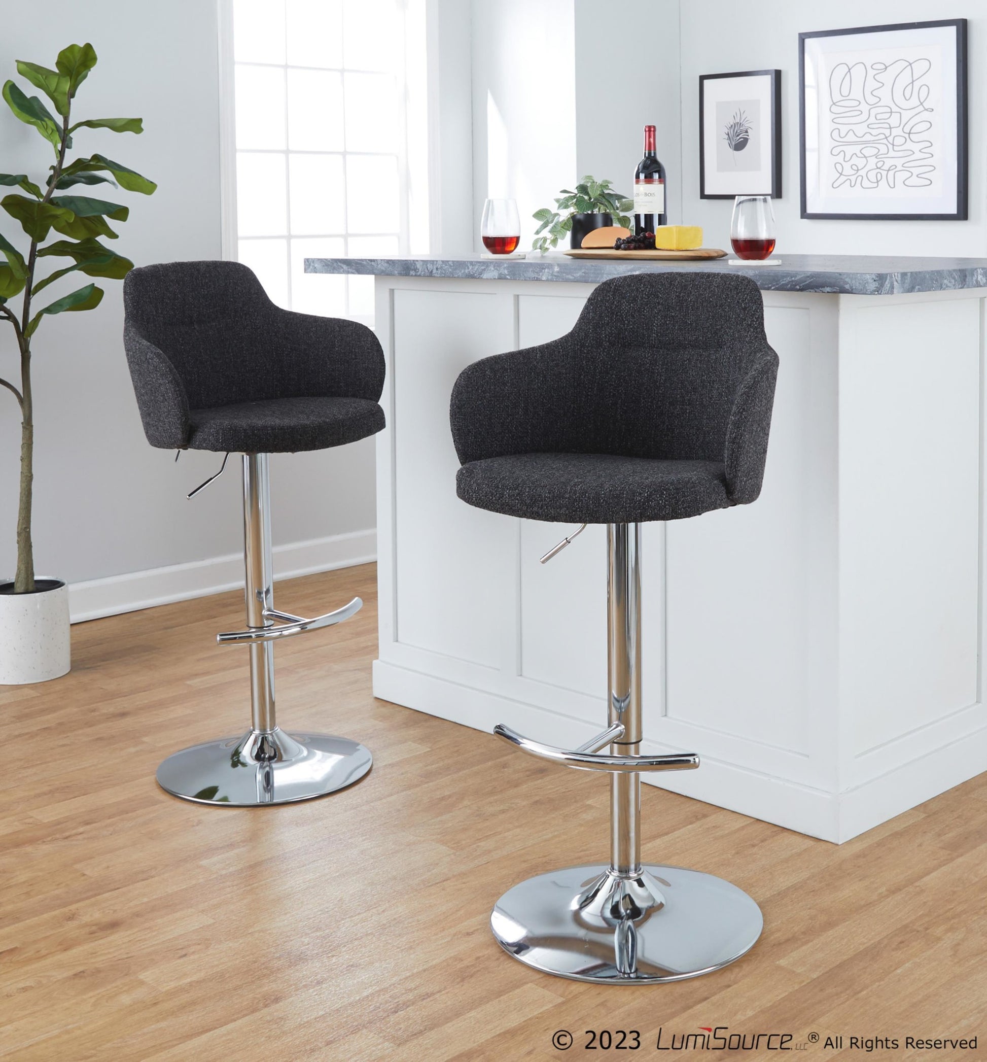 Boyne Adjustable Barstool - Set of 2 By LumiSource - BS-BOYNEFB-RT2 CHRDGY2 | Bar Stools | Modishstore - 2