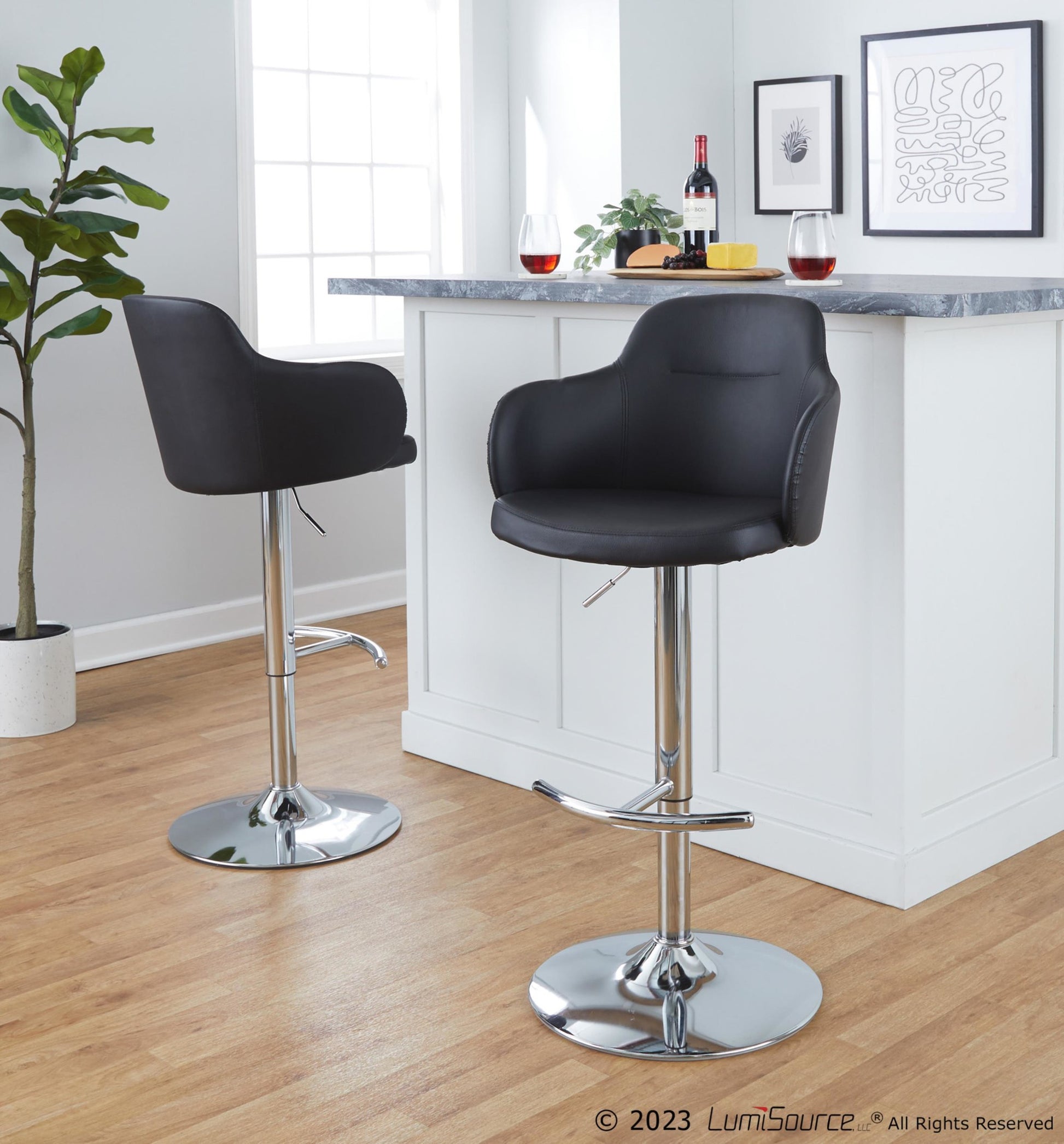 Boyne Adjustable Barstool - Set of 2 By LumiSource - BS-BOYNEPU-RT2 CHRBK2 | Bar Stools | Modishstore - 2