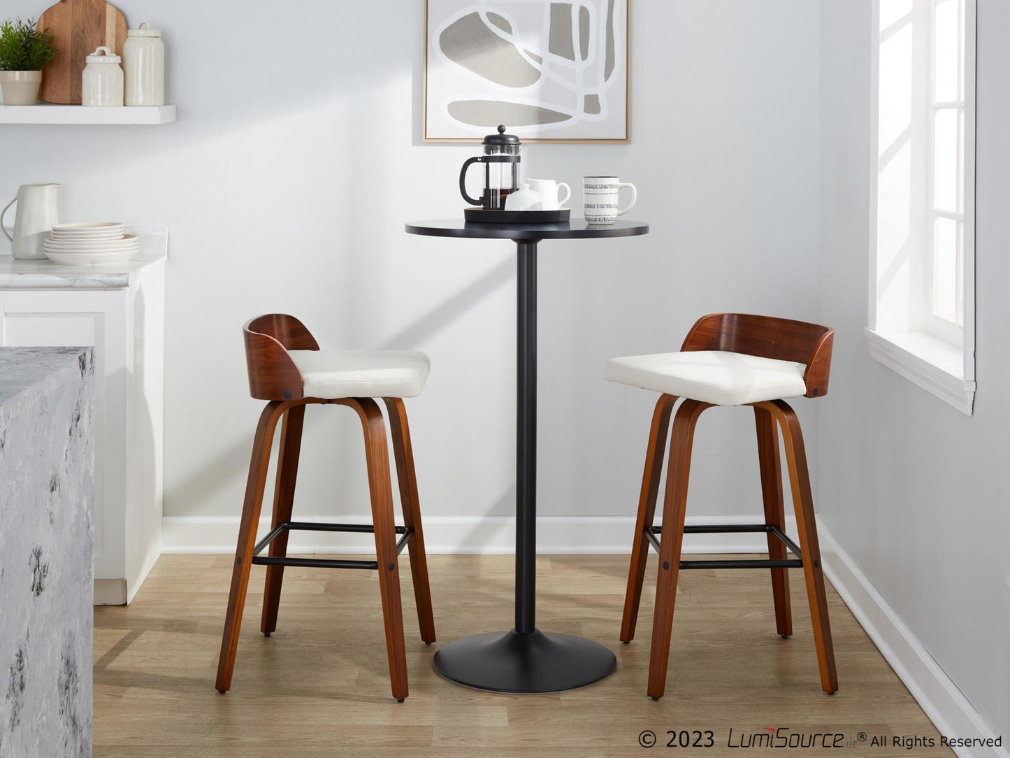 Maya 30" Fixed-Height Barstool - Set of 2 By LumiSource - B30-MAYAFB-GRTZX2 WLWLCHAR2 | Bar Stools | Modishstore - 2