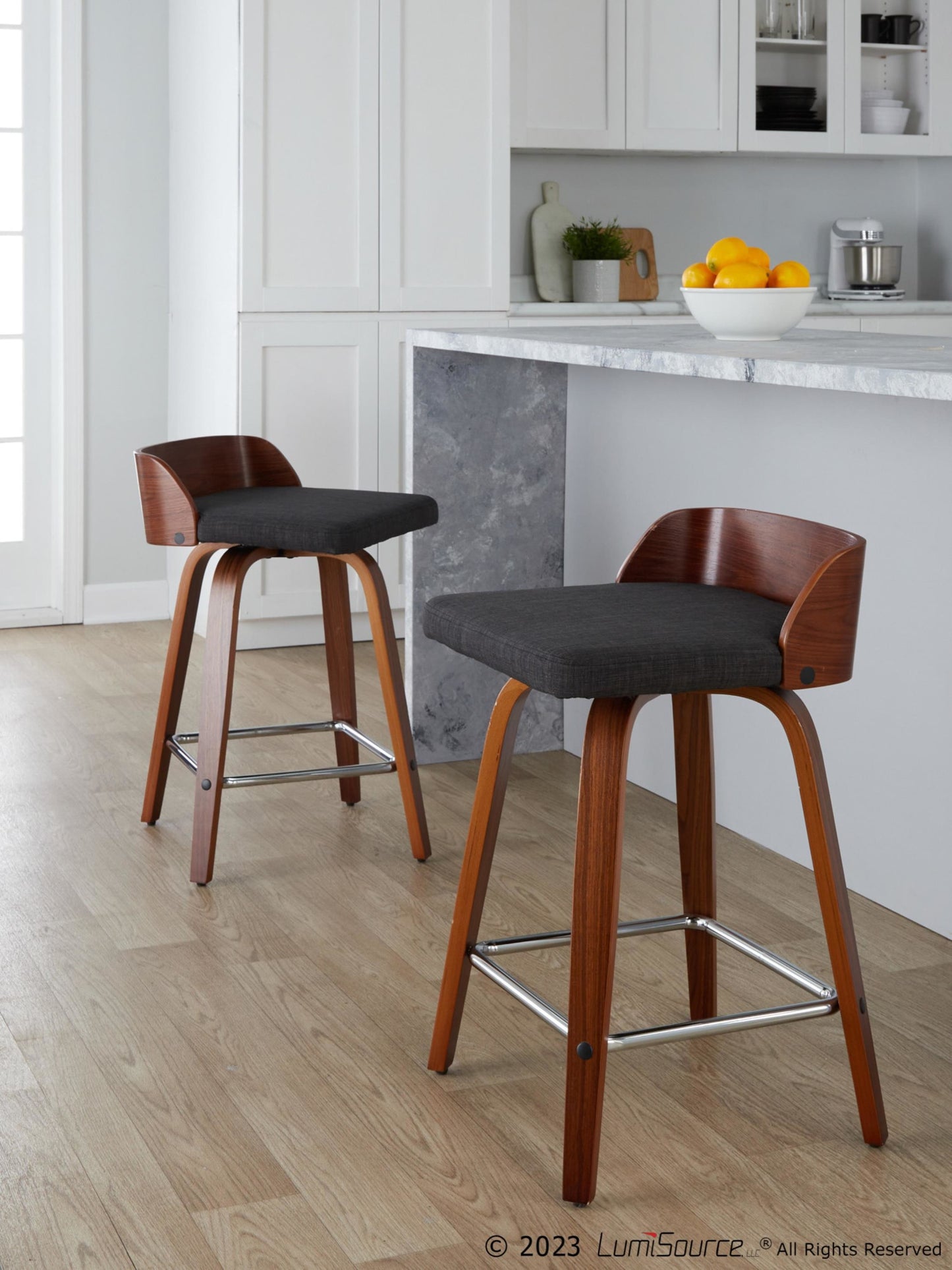 Maya 24" Fixed-Height Counter Stool - Set of 2 By LumiSource - B24-MAYAFB-GRTZS2 WLWLCHAR2 | Counter Stools | Modishstore