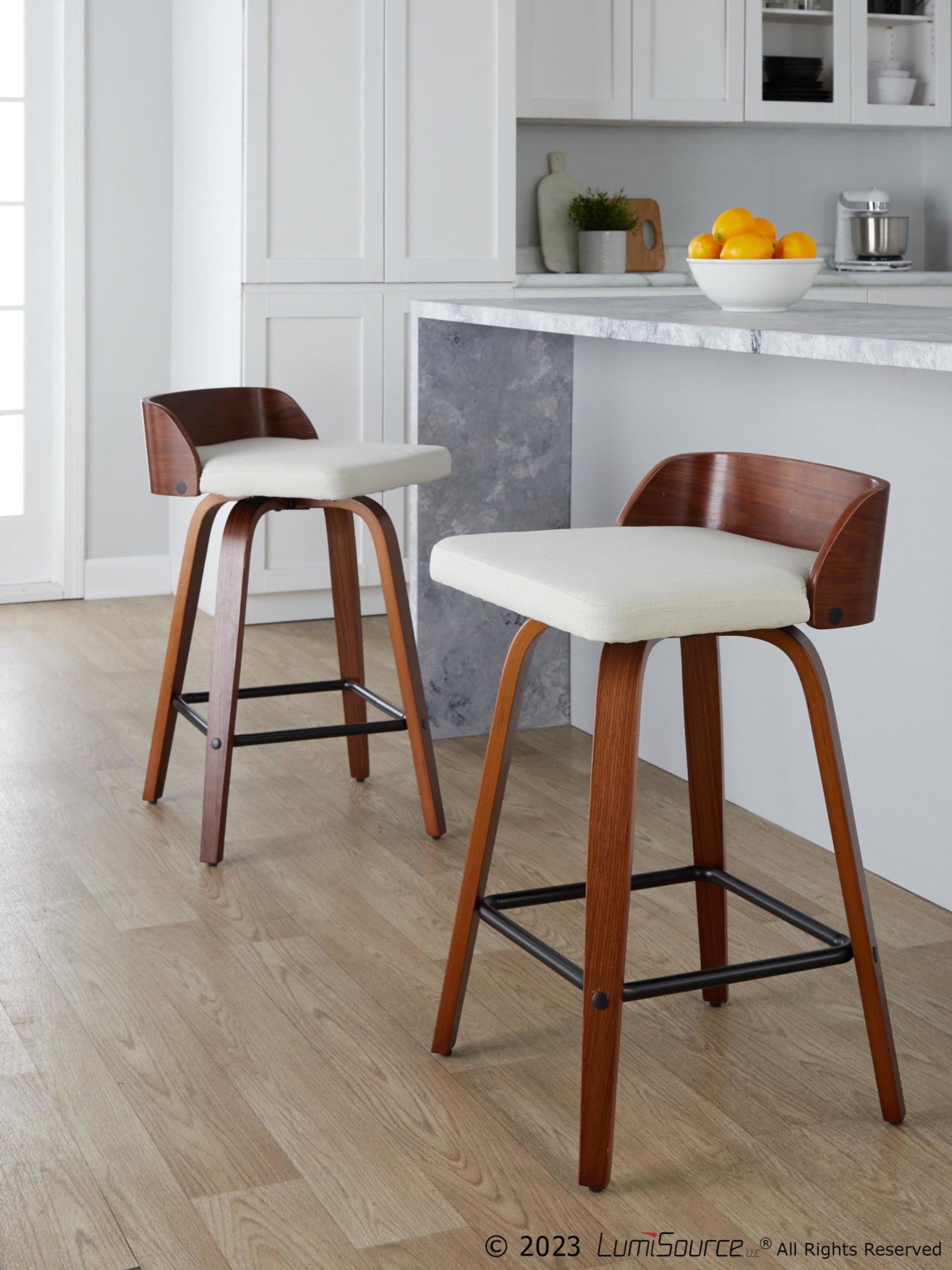 Maya 26" Fixed-Height Counter Stool - Set of 2 By LumiSource - B26-MAYAFB-GRTZX2 WLWLCHAR2 | Counter Stools | Modishstore - 12