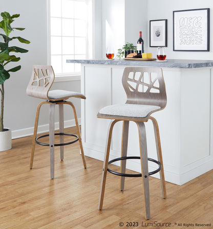 Folia 30" Fixed-Height Barstool - Set of 2 By LumiSource - B30-FOLIAFB-GRTZQ2 LGYLGYLGY2 | Bar Stools | Modishstore