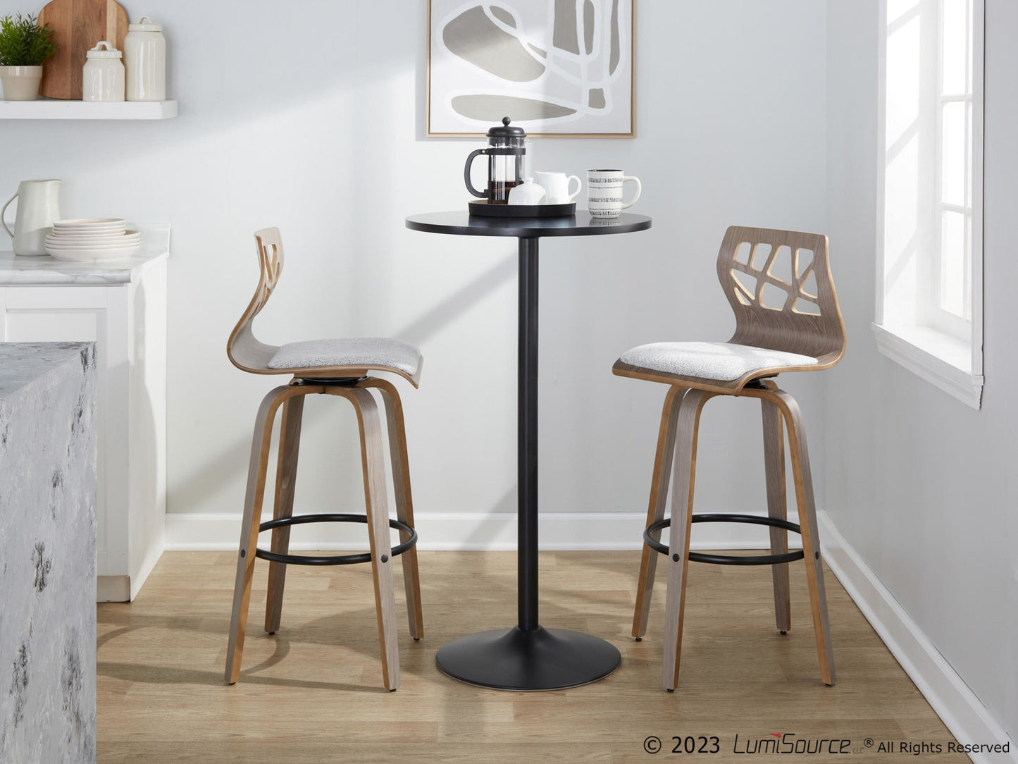 Folia 30" Fixed-Height Barstool - Set of 2 By LumiSource - B30-FOLIAFB-GRTZQ2 LGYLGYLGY2 | Bar Stools | Modishstore - 4