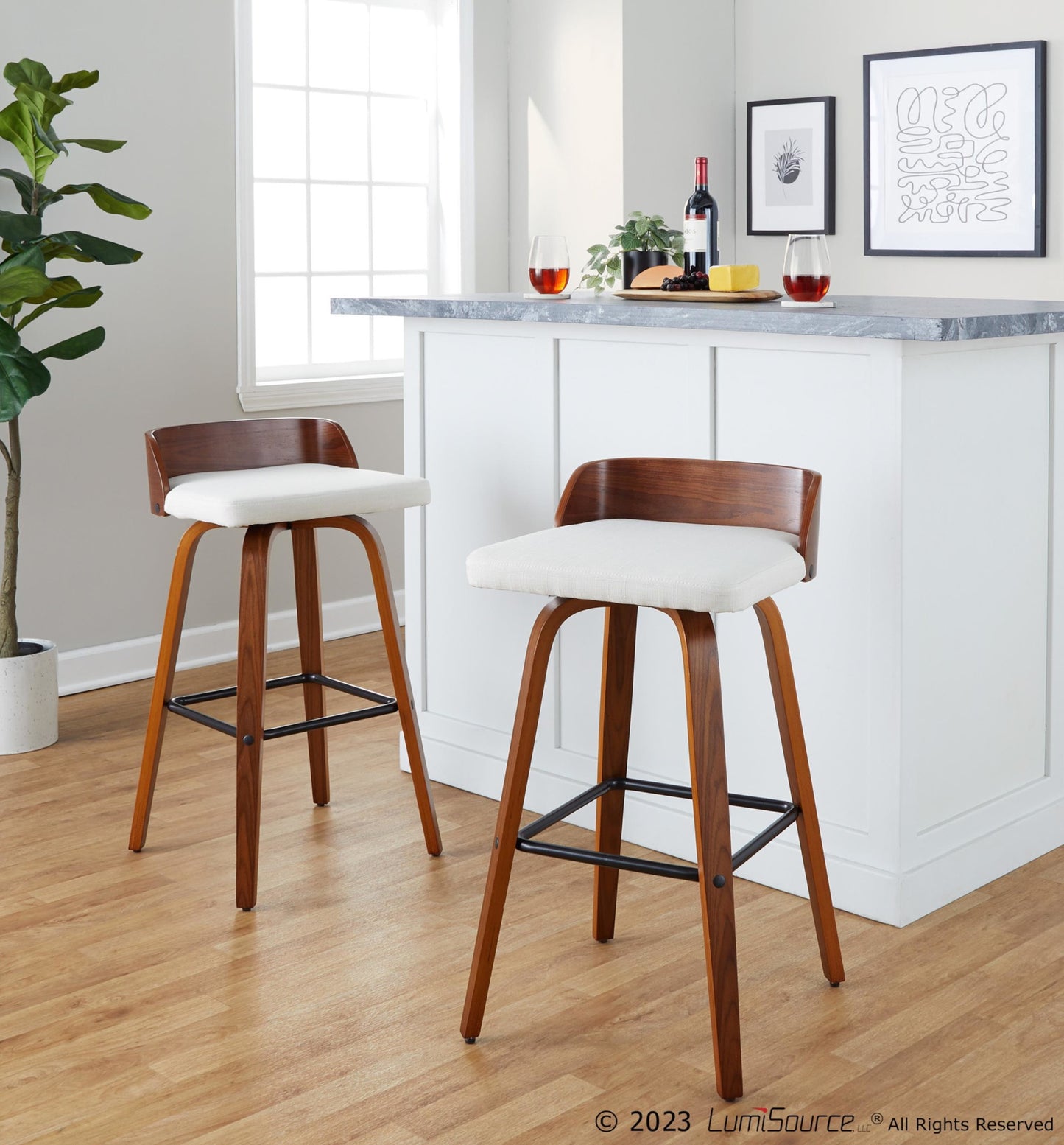 Maya 30" Fixed-Height Barstool - Set of 2 By LumiSource - B30-MAYAFB-GRTZX2 WLWLCHAR2 | Bar Stools | Modishstore - 12