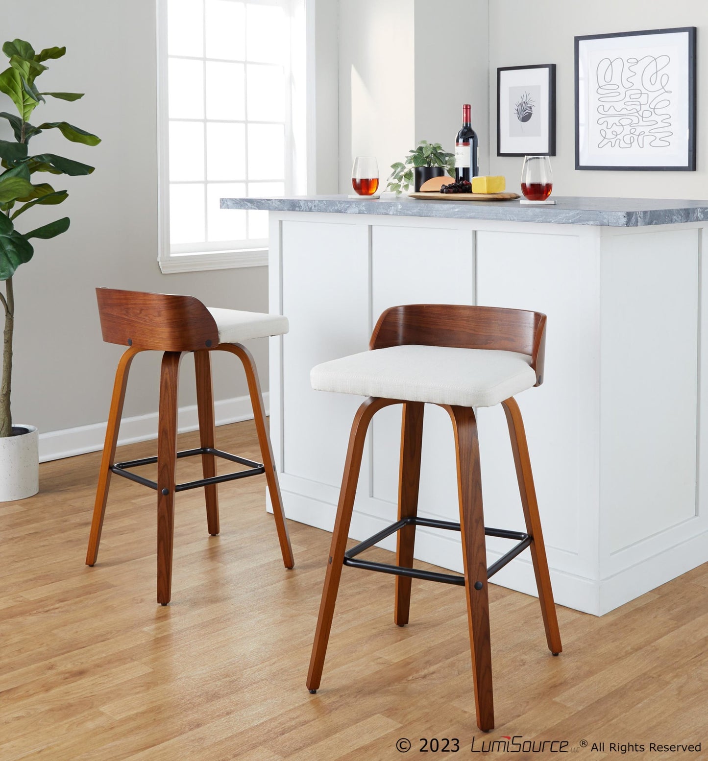 Maya 30" Fixed-Height Barstool - Set of 2 By LumiSource - B30-MAYAFB-GRTZX2 WLWLCHAR2 | Bar Stools | Modishstore - 13