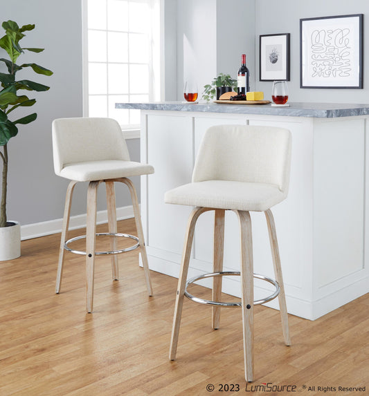 Toriano 30" Fixed-Height Barstool - Set of 2 By LumiSource - B30-TRNOFB-GRTZR2 WWNCR2 | Bar Stools | Modishstore