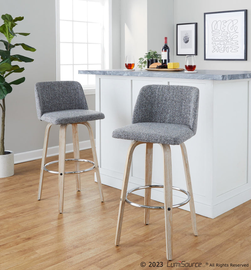 Toriano 30" Fixed-Height Barstool - Set of 2 By LumiSource - B30-TRNOFB-GRTZR2 WWNCR2 | Bar Stools | Modishstore - 11