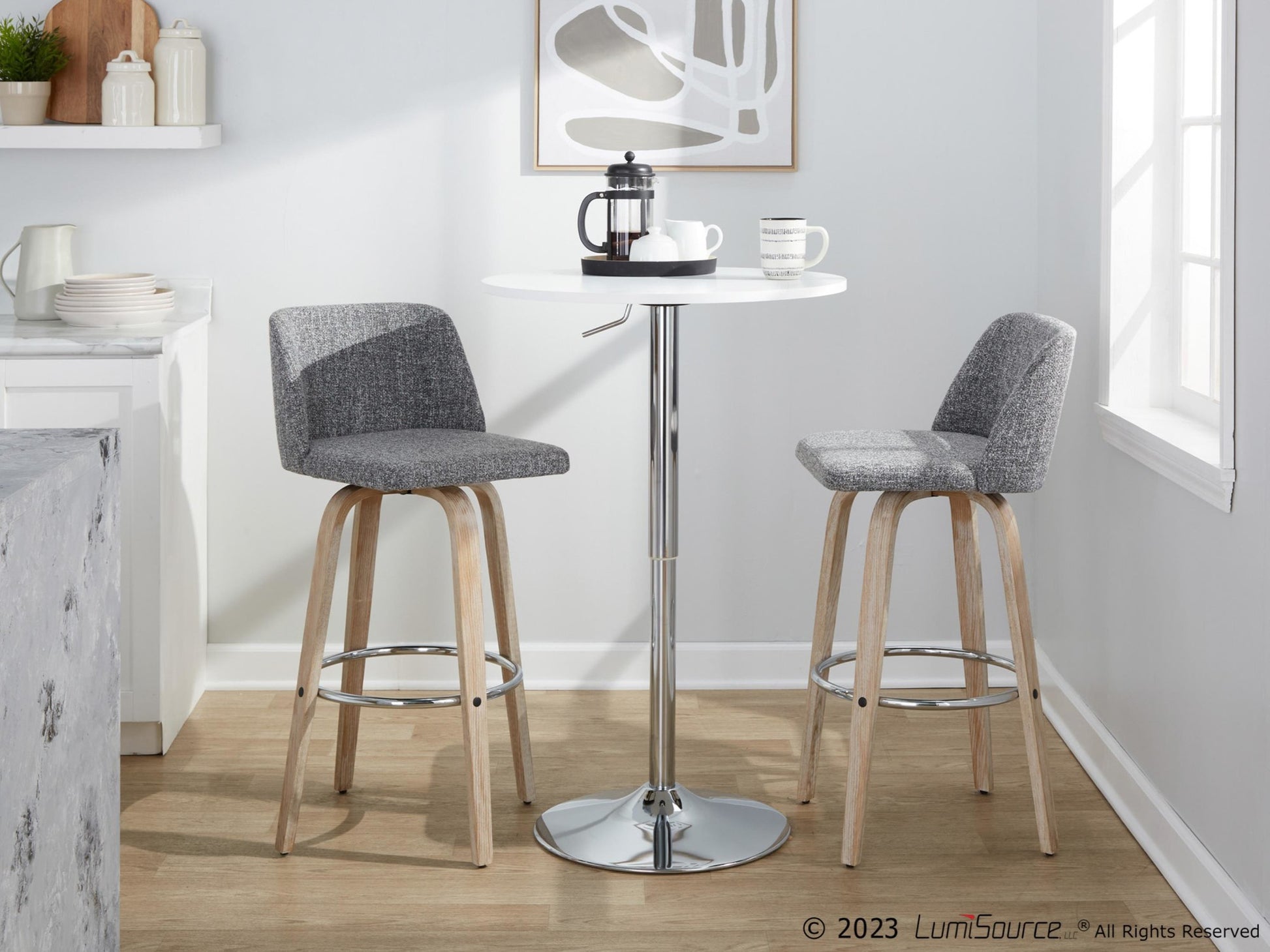 Toriano 30" Fixed-Height Barstool - Set of 2 By LumiSource - B30-TRNOFB-GRTZR2 WWNCR2 | Bar Stools | Modishstore - 13