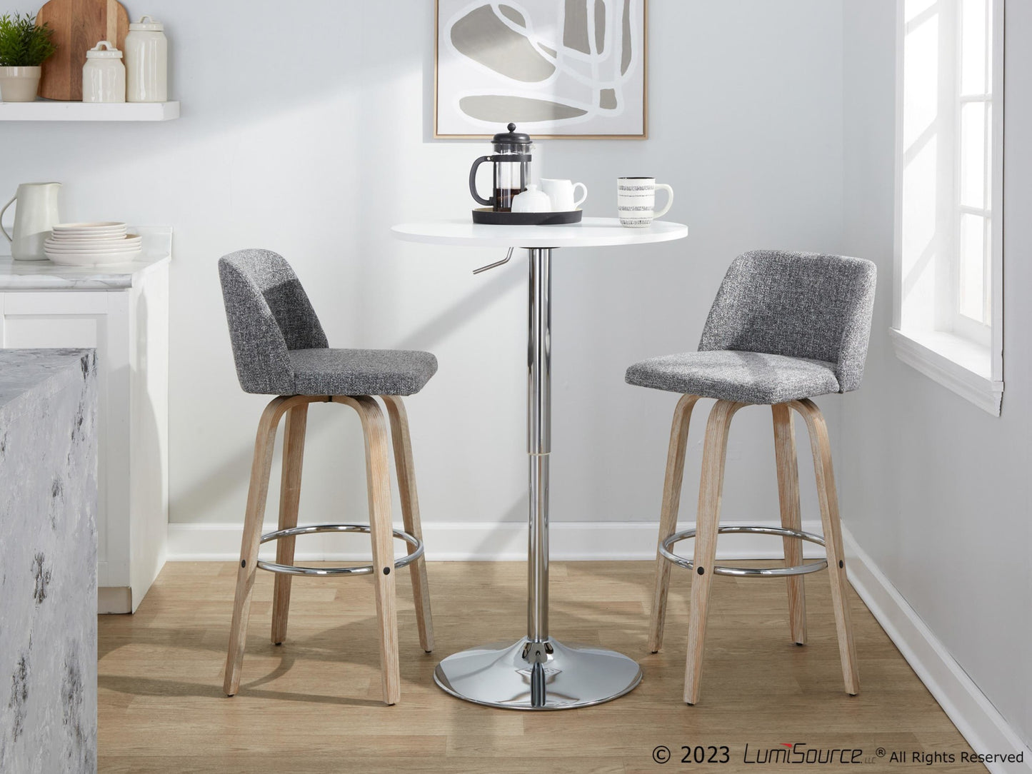 Toriano 30" Fixed-Height Barstool - Set of 2 By LumiSource - B30-TRNOFB-GRTZR2 WWNCR2 | Bar Stools | Modishstore - 14