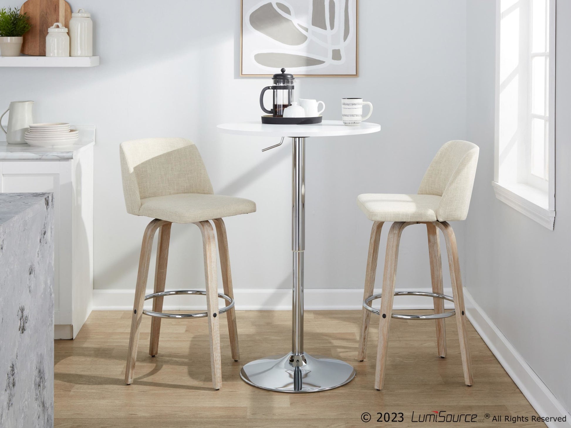 Toriano 30" Fixed-Height Barstool - Set of 2 By LumiSource - B30-TRNOFB-GRTZR2 WWNCR2 | Bar Stools | Modishstore - 3