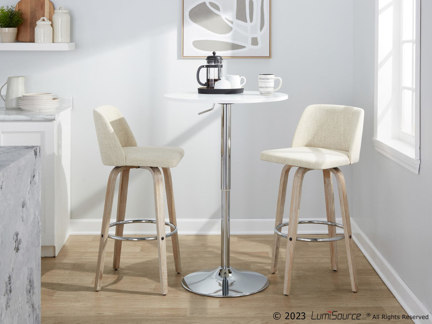 Toriano 30" Fixed-Height Barstool - Set of 2 By LumiSource - B30-TRNOFB-GRTZR2 WWNCR2 | Bar Stools | Modishstore - 4