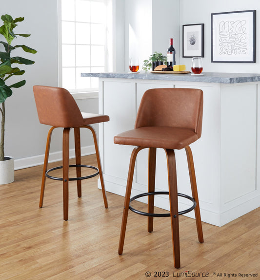 Toriano 30" Fixed-Height Barstool - Set of 2 By LumiSource - B30-TRNOPU-GRTZQ2 WLCAM2 | Bar Stools | Modishstore