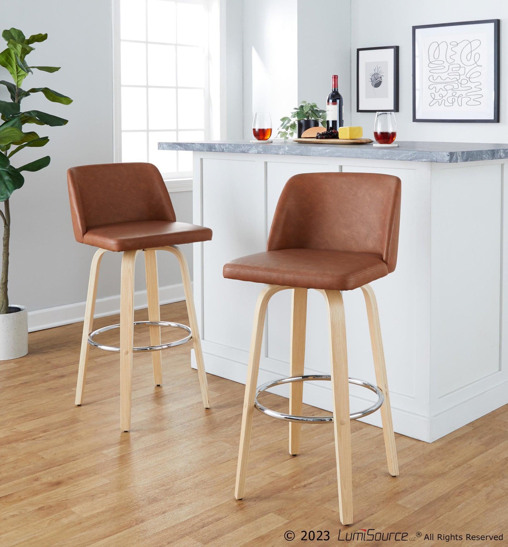 Toriano 30" Fixed-Height Barstool - Set of 2 By LumiSource - B30-TRNOPU-GRTZR2 NABK2 | Bar Stools | Modishstore - 11