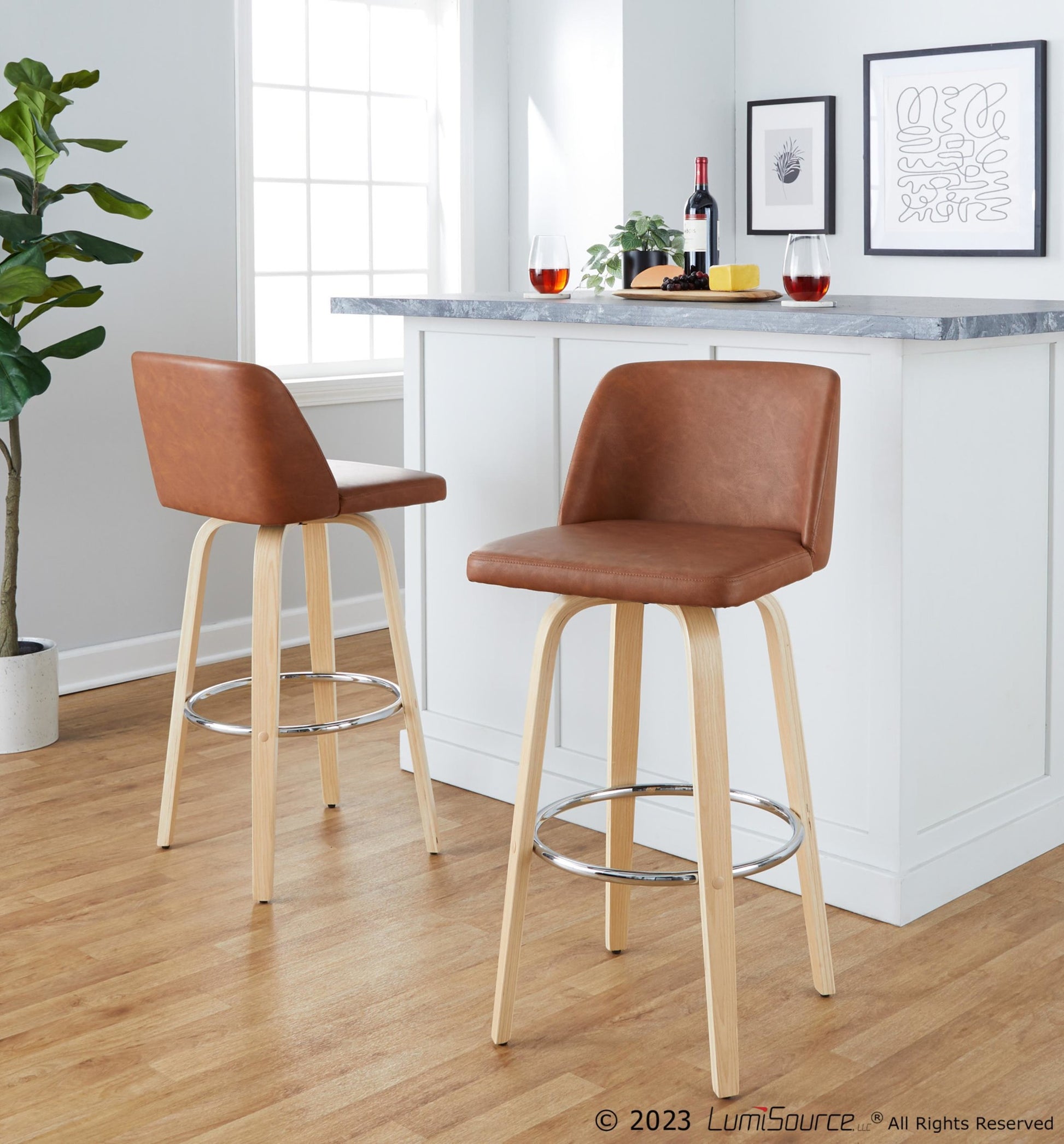 Toriano 30" Fixed-Height Barstool - Set of 2 By LumiSource - B30-TRNOPU-GRTZR2 NABK2 | Bar Stools | Modishstore - 12