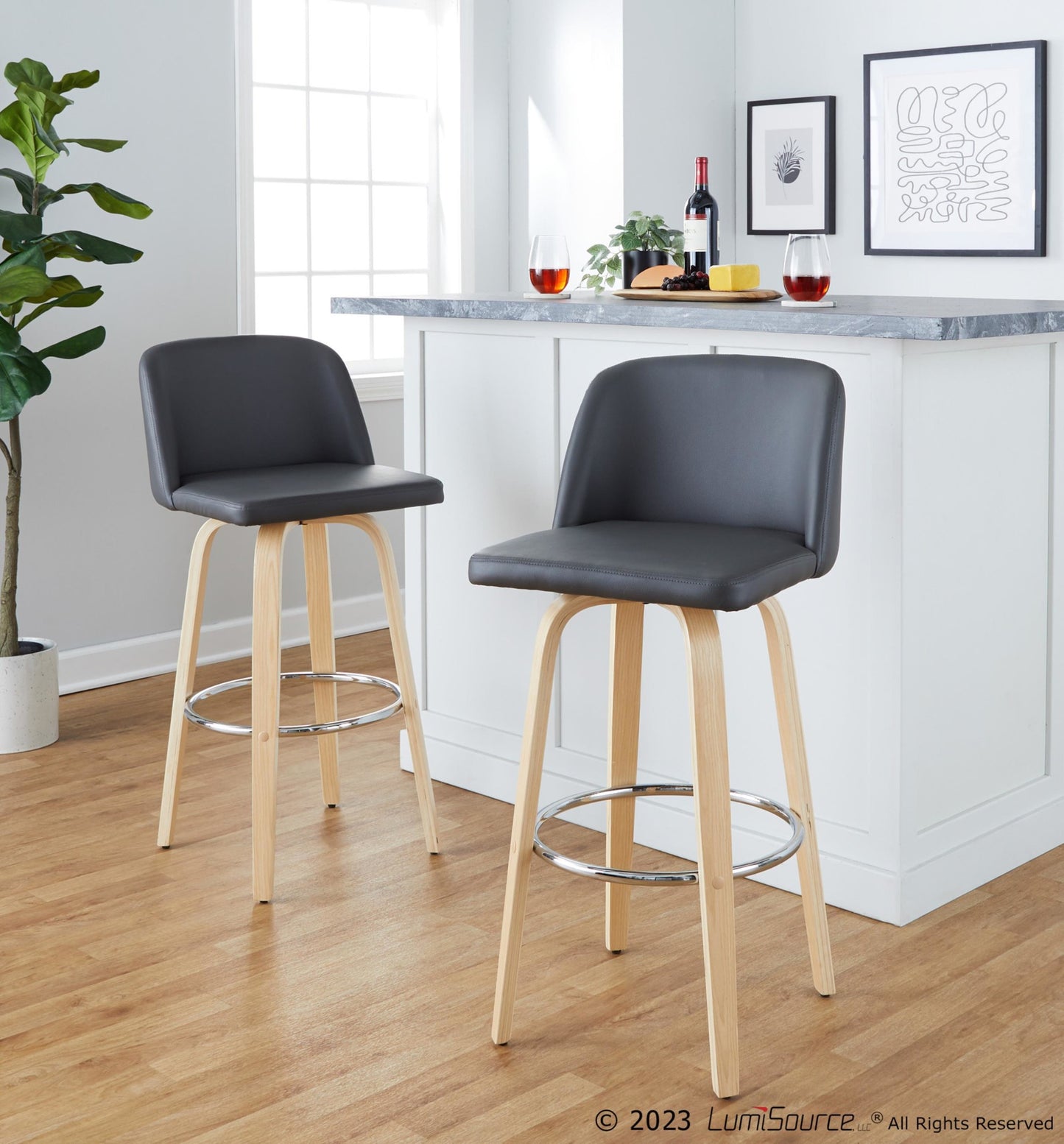 Toriano 30" Fixed-Height Barstool - Set of 2 By LumiSource - B30-TRNOPU-GRTZR2 NABK2 | Bar Stools | Modishstore - 21