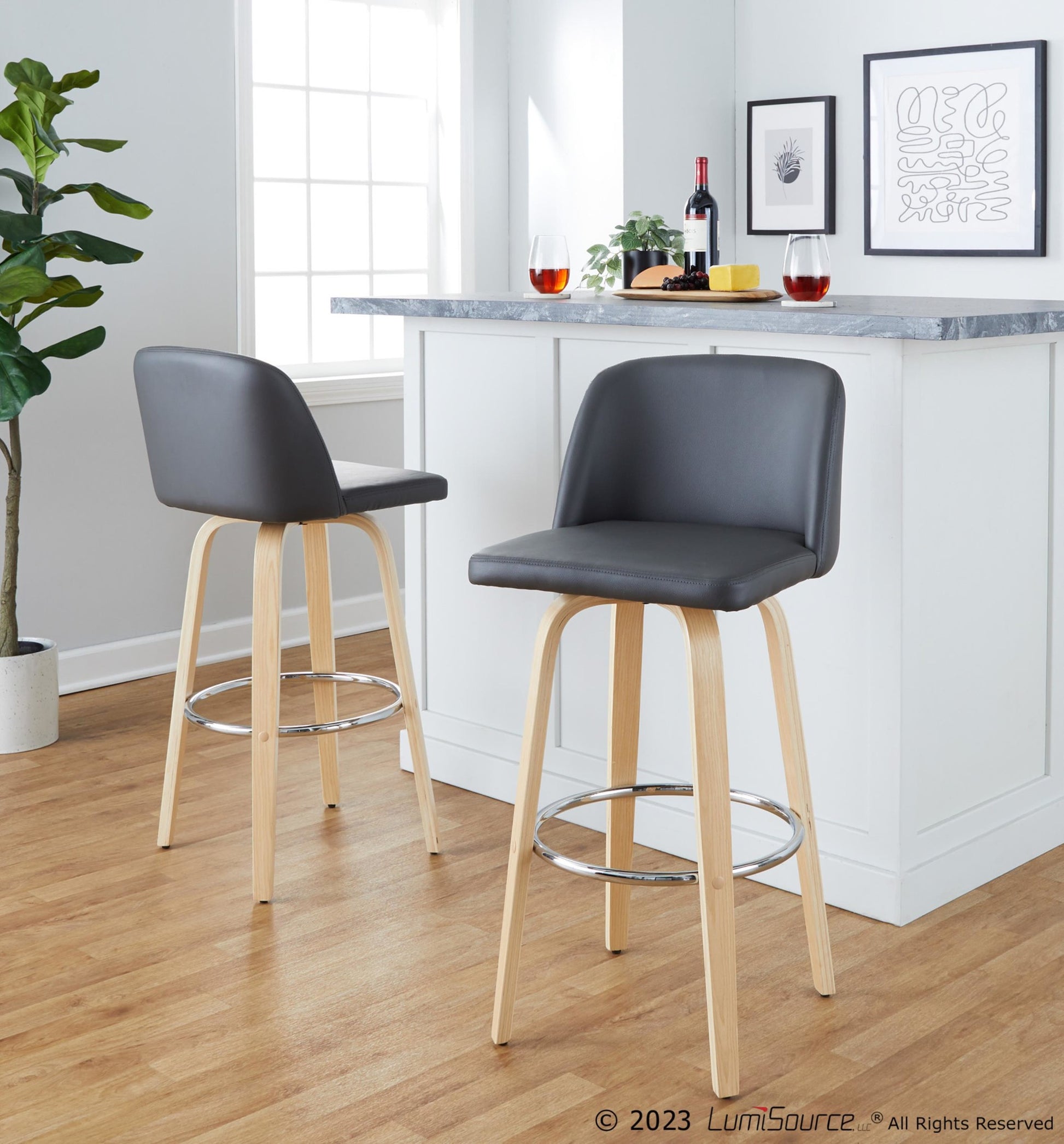 Toriano 30" Fixed-Height Barstool - Set of 2 By LumiSource - B30-TRNOPU-GRTZR2 NABK2 | Bar Stools | Modishstore - 22