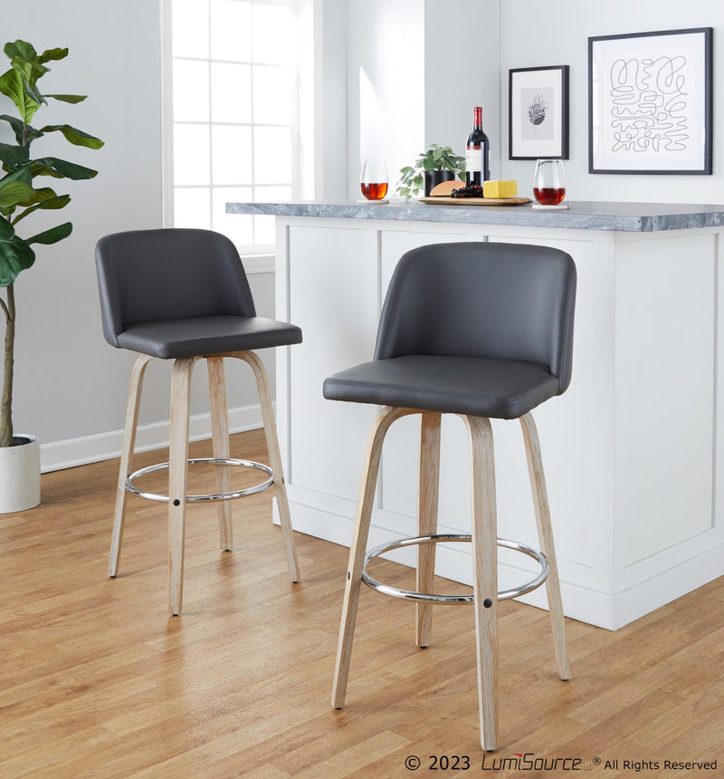 Toriano 30" Fixed-Height Barstool - Set of 2 By LumiSource - B30-TRNOPU-GRTZR2 WWBK2 | Bar Stools | Modishstore - 21