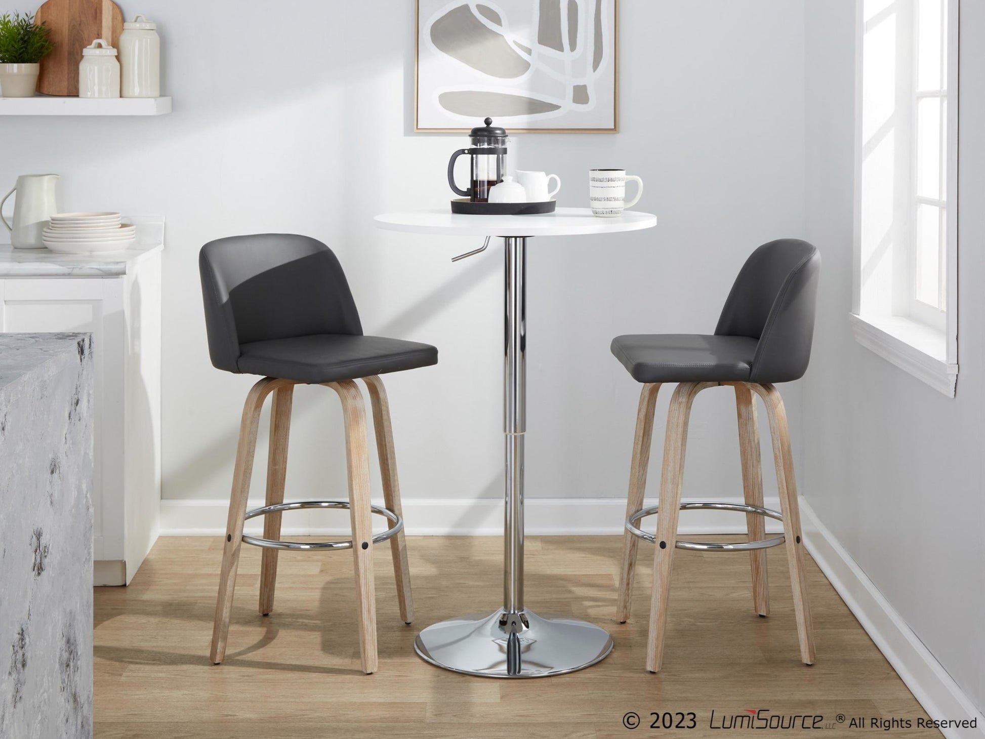 Toriano 30" Fixed-Height Barstool - Set of 2 By LumiSource - B30-TRNOPU-GRTZR2 WWBK2 | Bar Stools | Modishstore - 23