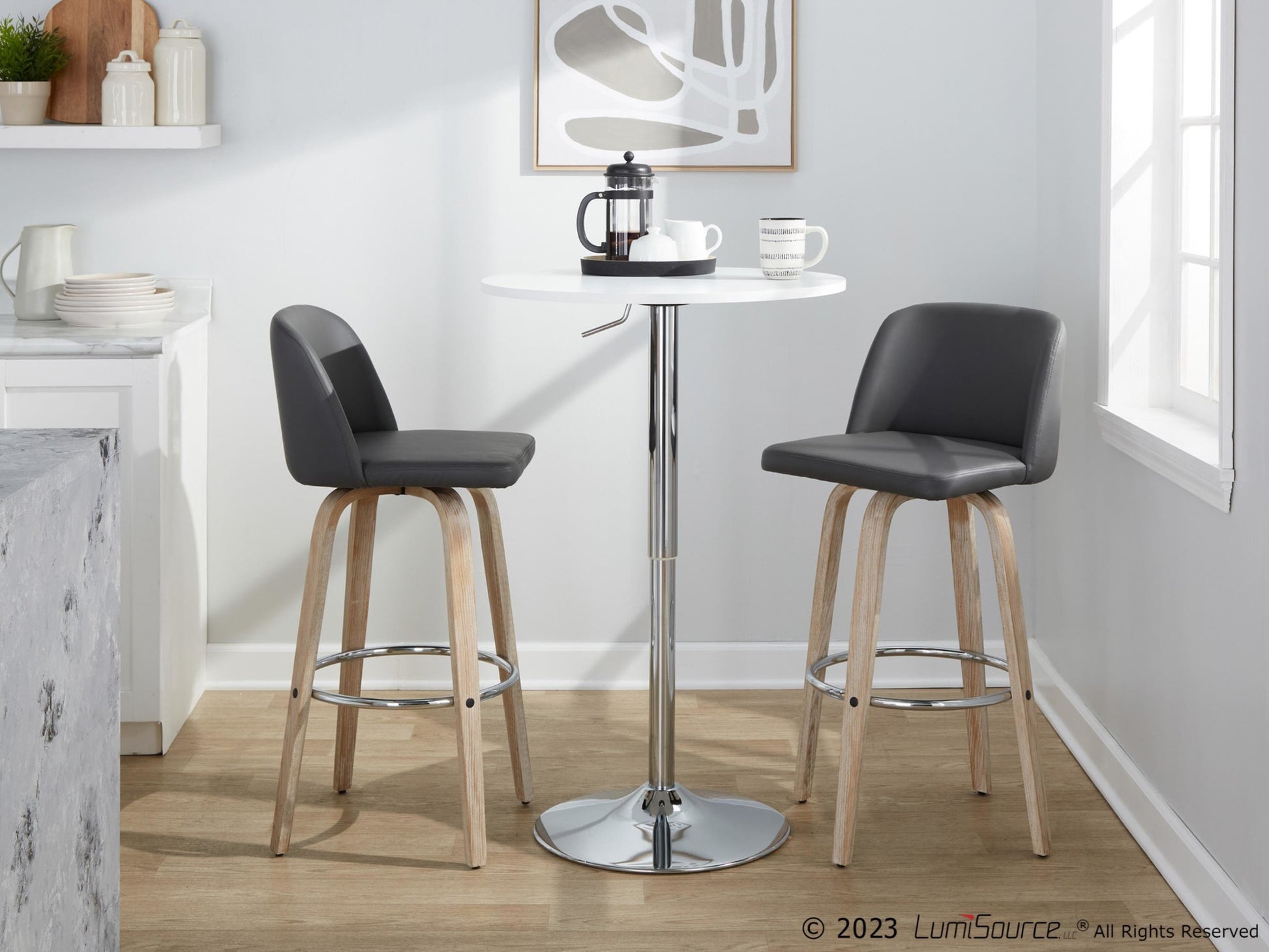 Toriano 30" Fixed-Height Barstool - Set of 2 By LumiSource - B30-TRNOPU-GRTZR2 WWBK2 | Bar Stools | Modishstore - 24