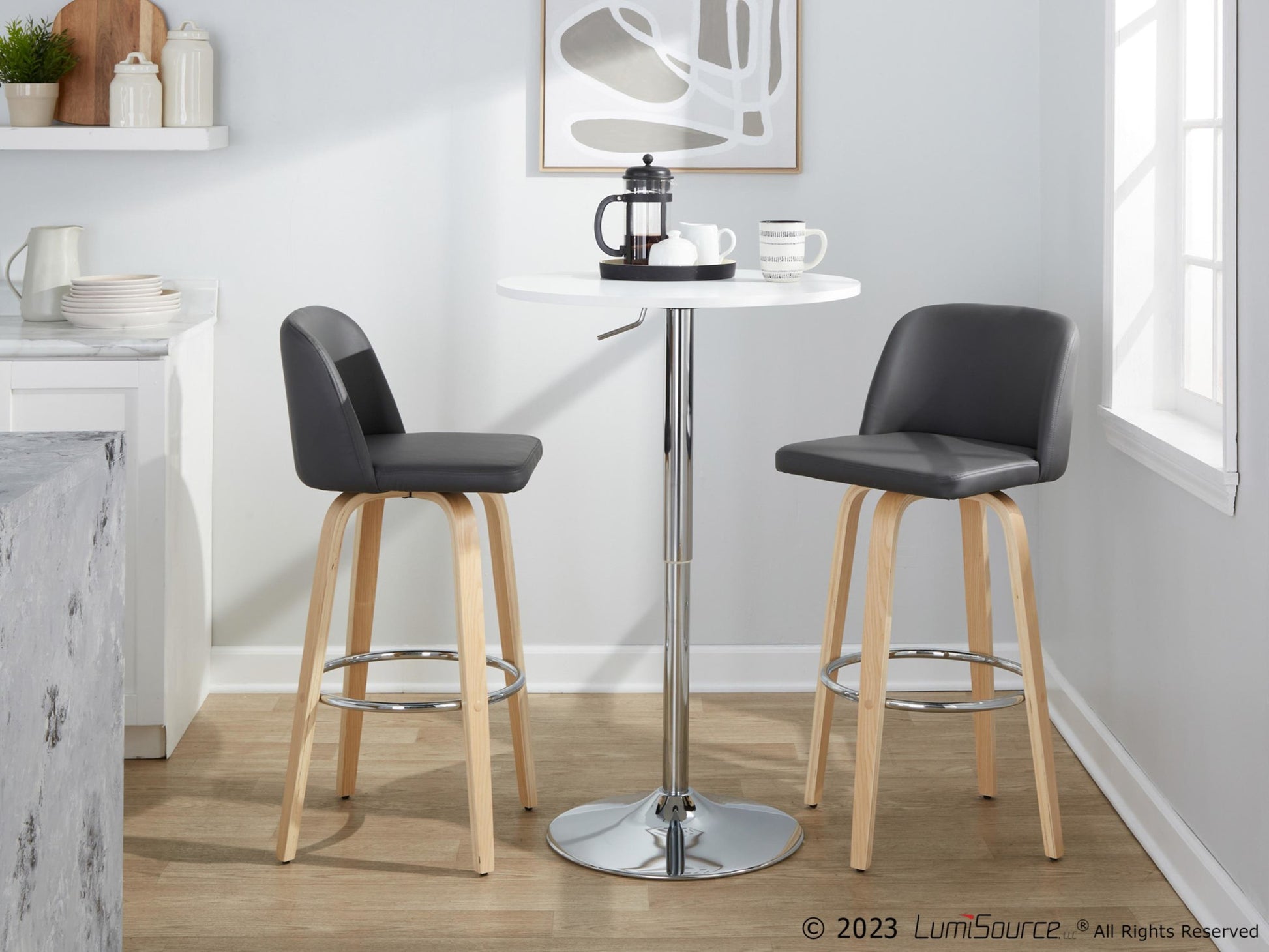 Toriano 30" Fixed-Height Barstool - Set of 2 By LumiSource - B30-TRNOPU-GRTZR2 NABK2 | Bar Stools | Modishstore - 24