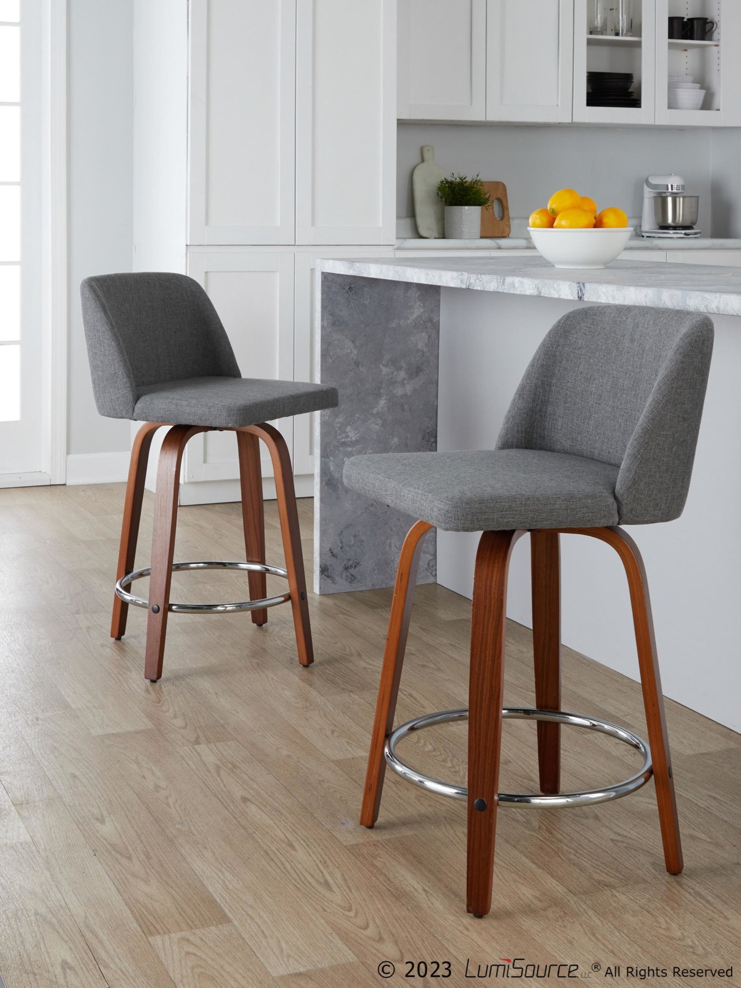 Toriano 24" Fixed-Height Counter Stool - Set of 2 By LumiSource - B24-TRNOFB-GRTZR2 WLCHAR2 | Counter Stools | Modishstore - 11