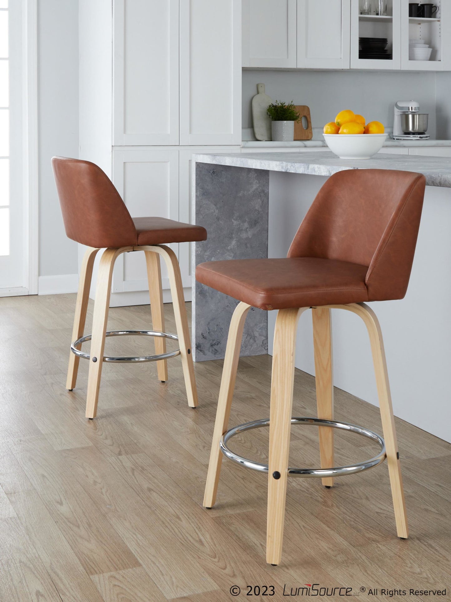 Toriano 26" Fixed-Height Counter Stool - Set of 2 By LumiSource - B26-TRNOPU-GRTZR2 NABK2 | Counter Stools | Modishstore - 12