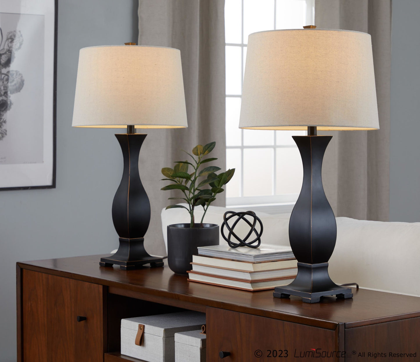 Riley 29" Polyresin Table Lamp - Set of 2 By LumiSource - GTP29-RILEY ORBNA2 | Table Lamps | Modishstore - 2