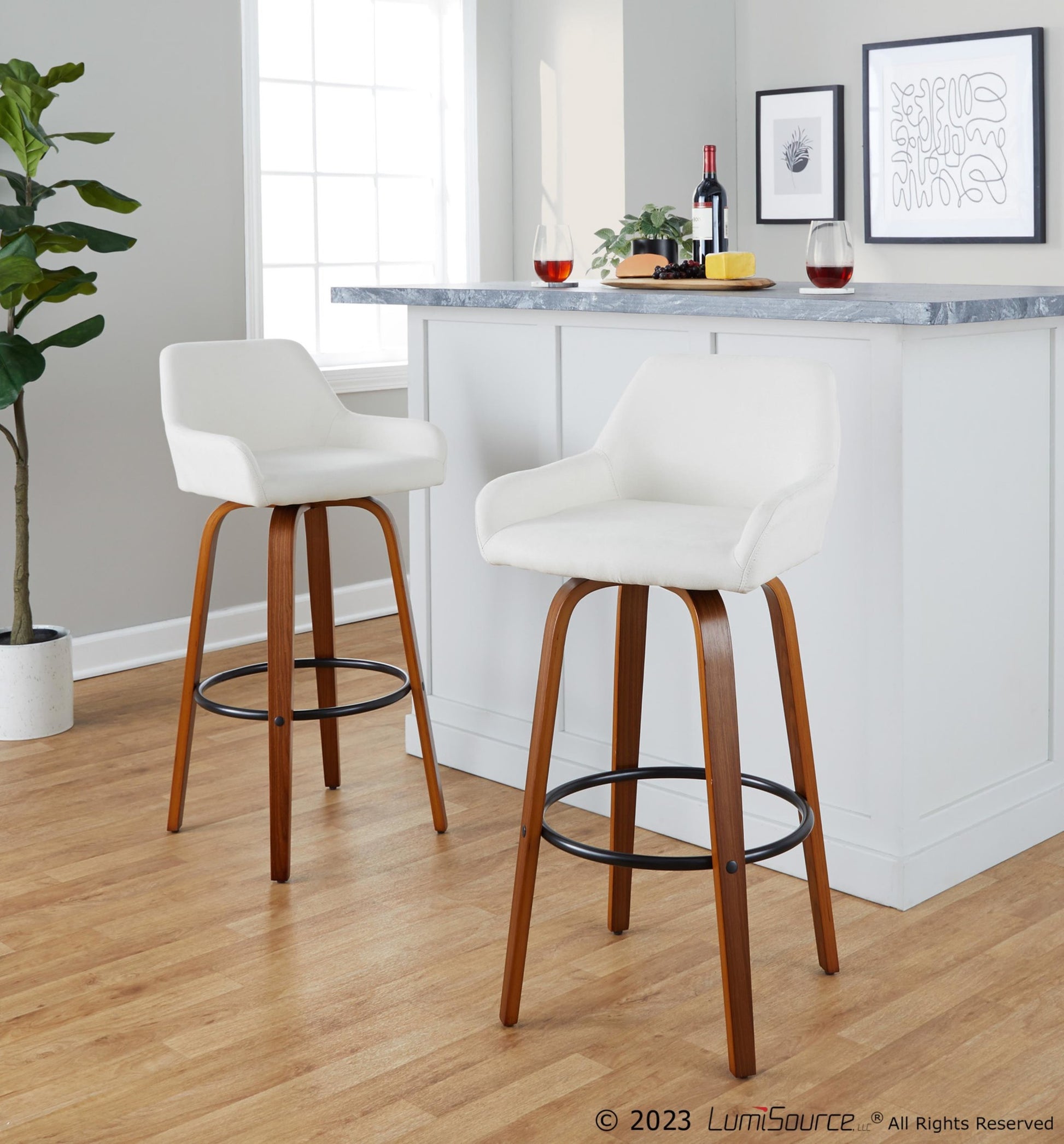 Daniella 30" Fixed-Height Barstool - Set of 2 By LumiSource - B30-DNLAFB-GRTZQ2 BNCR2 | Bar Stools | Modishstore - 11