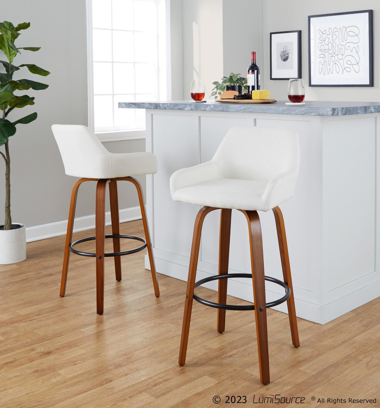 Daniella 30" Fixed-Height Barstool - Set of 2 By LumiSource - B30-DNLAFB-GRTZQ2 BNCR2 | Bar Stools | Modishstore - 12