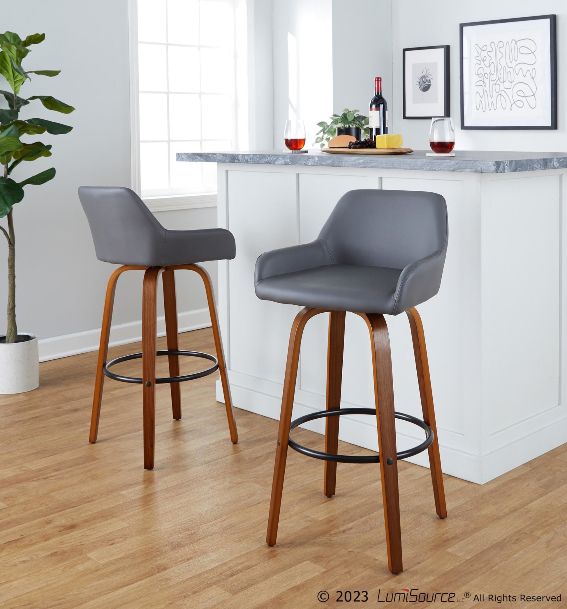 Daniella 30" Fixed-Height Barstool - Set of 2 By LumiSource - B30-DNLAPU-GRTZQ2 WLCAM2 | Bar Stools | Modishstore - 11