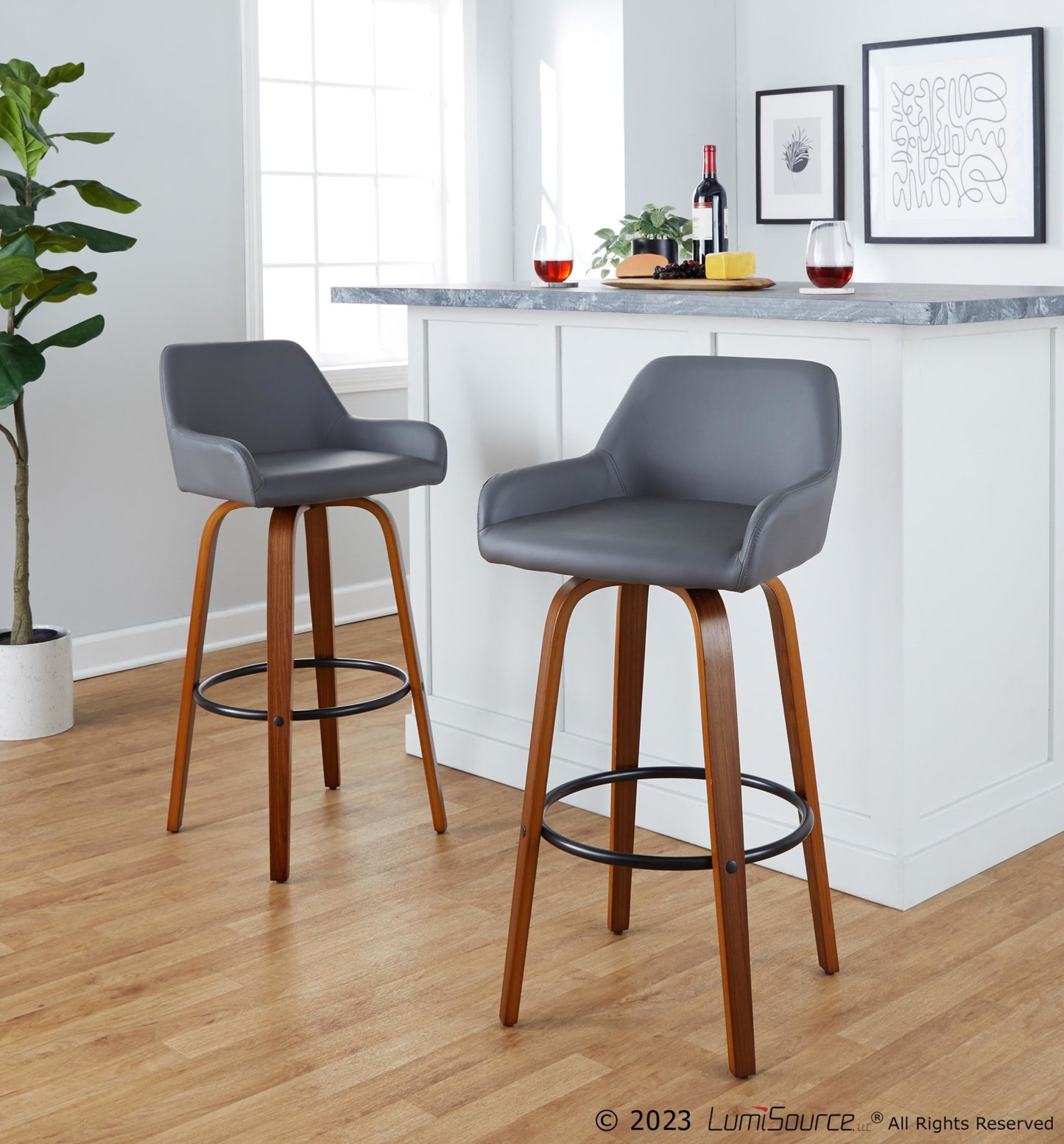 Daniella 30" Fixed-Height Barstool - Set of 2 By LumiSource - B30-DNLAPU-GRTZQ2 WLCAM2 | Bar Stools | Modishstore - 12