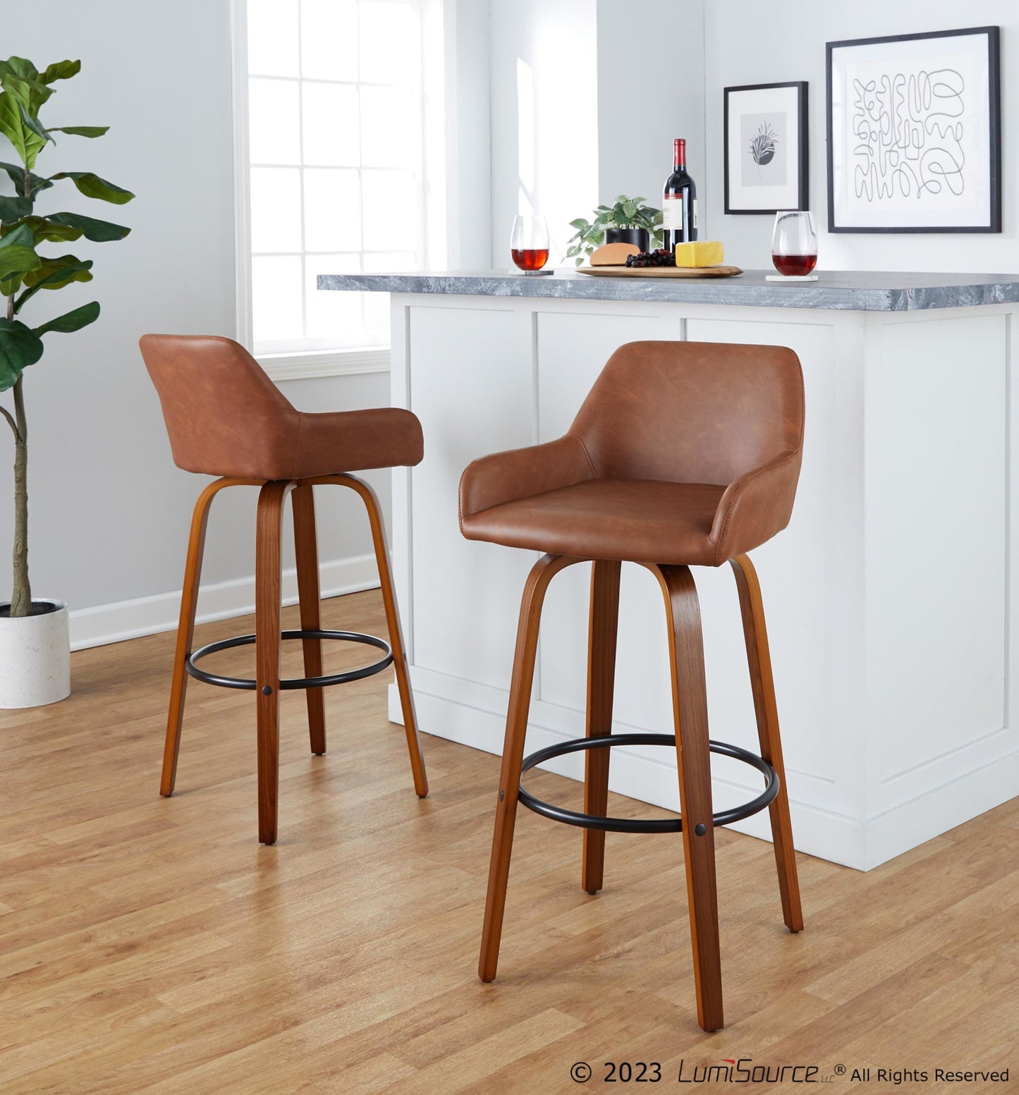 Daniella 30" Fixed-Height Barstool - Set of 2 By LumiSource - B30-DNLAPU-GRTZQ2 WLCAM2 | Bar Stools | Modishstore