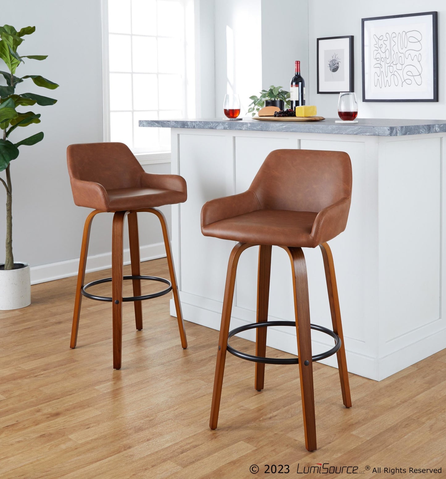 Daniella 30" Fixed-Height Barstool - Set of 2 By LumiSource - B30-DNLAPU-GRTZQ2 WLCAM2 | Bar Stools | Modishstore - 2