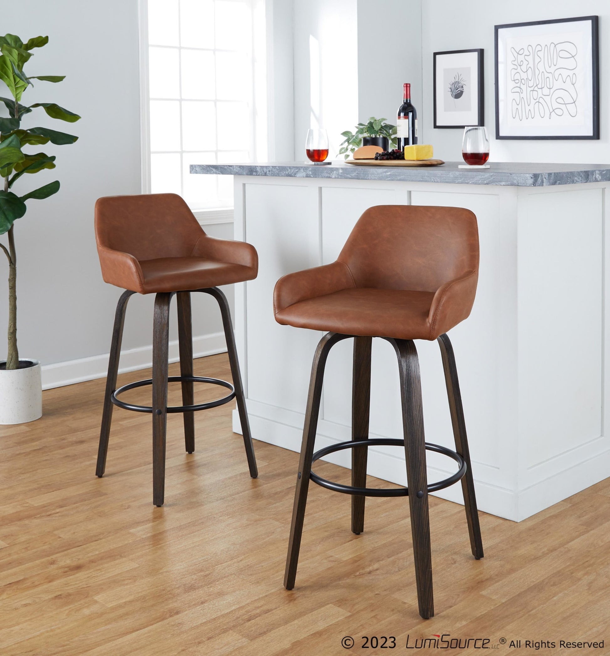 Daniella 30" Fixed-Height Barstool - Set of 2 By LumiSource - B30-DNLAPU-GRTZQ2 BNCAM2 | Bar Stools | Modishstore - 2