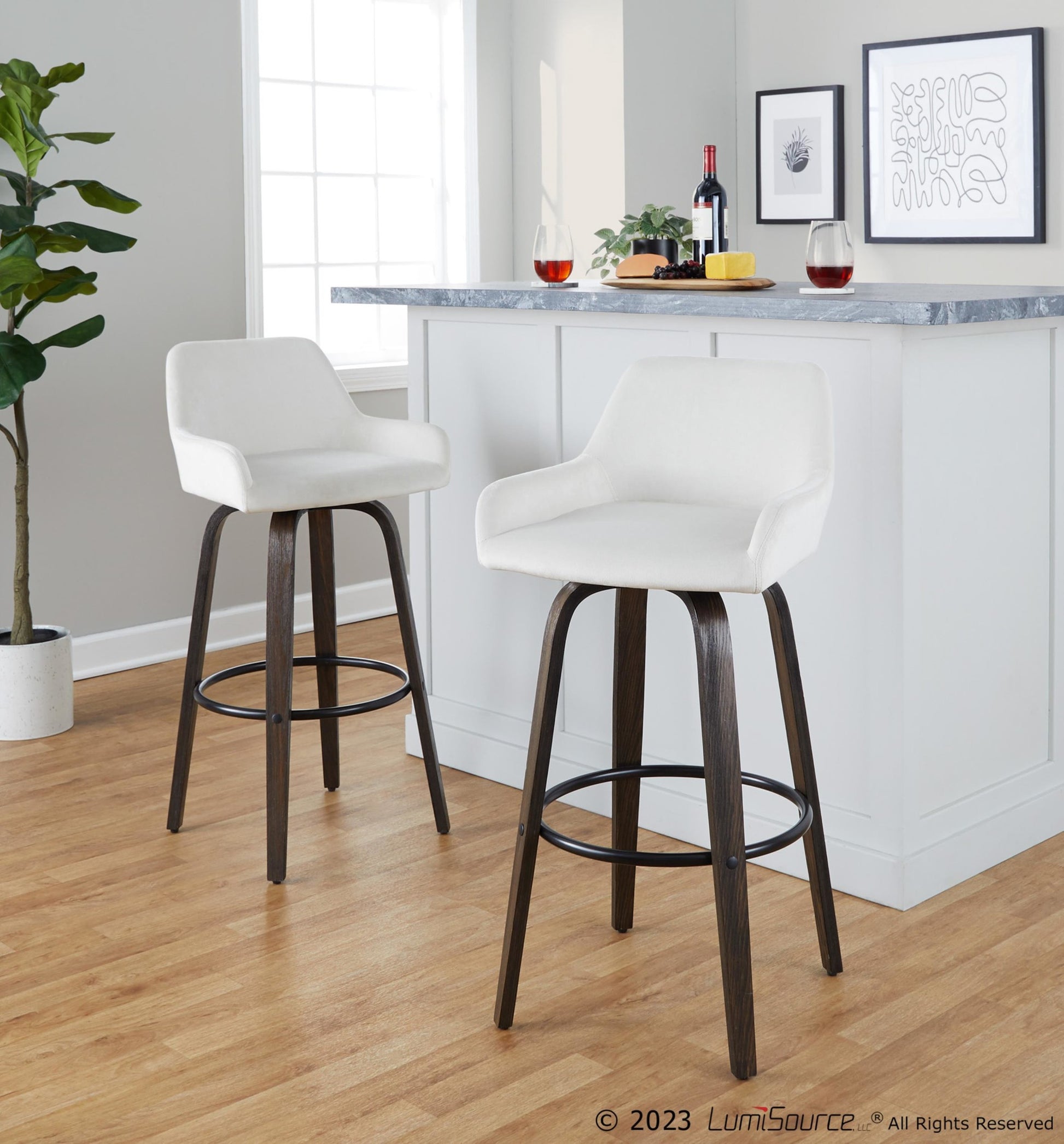 Daniella 30" Fixed-Height Barstool - Set of 2 By LumiSource - B30-DNLAV-GRTZQ2 BNBK2 | Bar Stools | Modishstore - 12