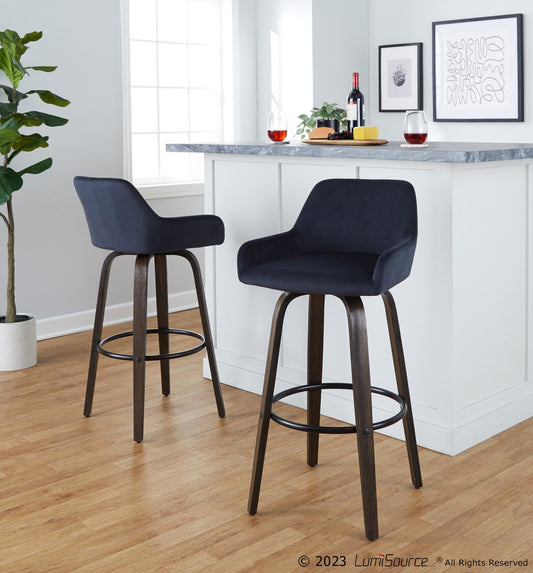 Daniella 30" Fixed-Height Barstool - Set of 2 By LumiSource - B30-DNLAV-GRTZQ2 BNBK2 | Bar Stools | Modishstore