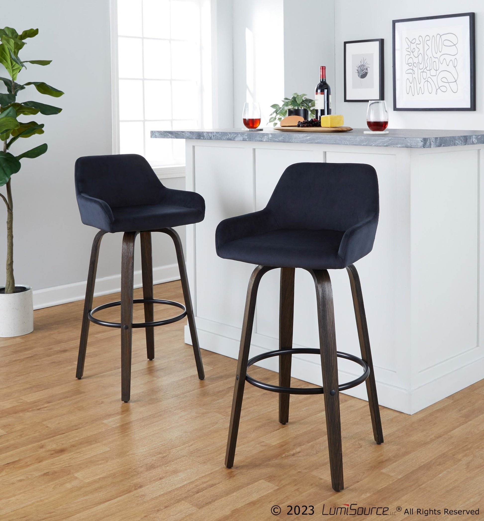 Daniella 30" Fixed-Height Barstool - Set of 2 By LumiSource - B30-DNLAV-GRTZQ2 BNBK2 | Bar Stools | Modishstore - 2