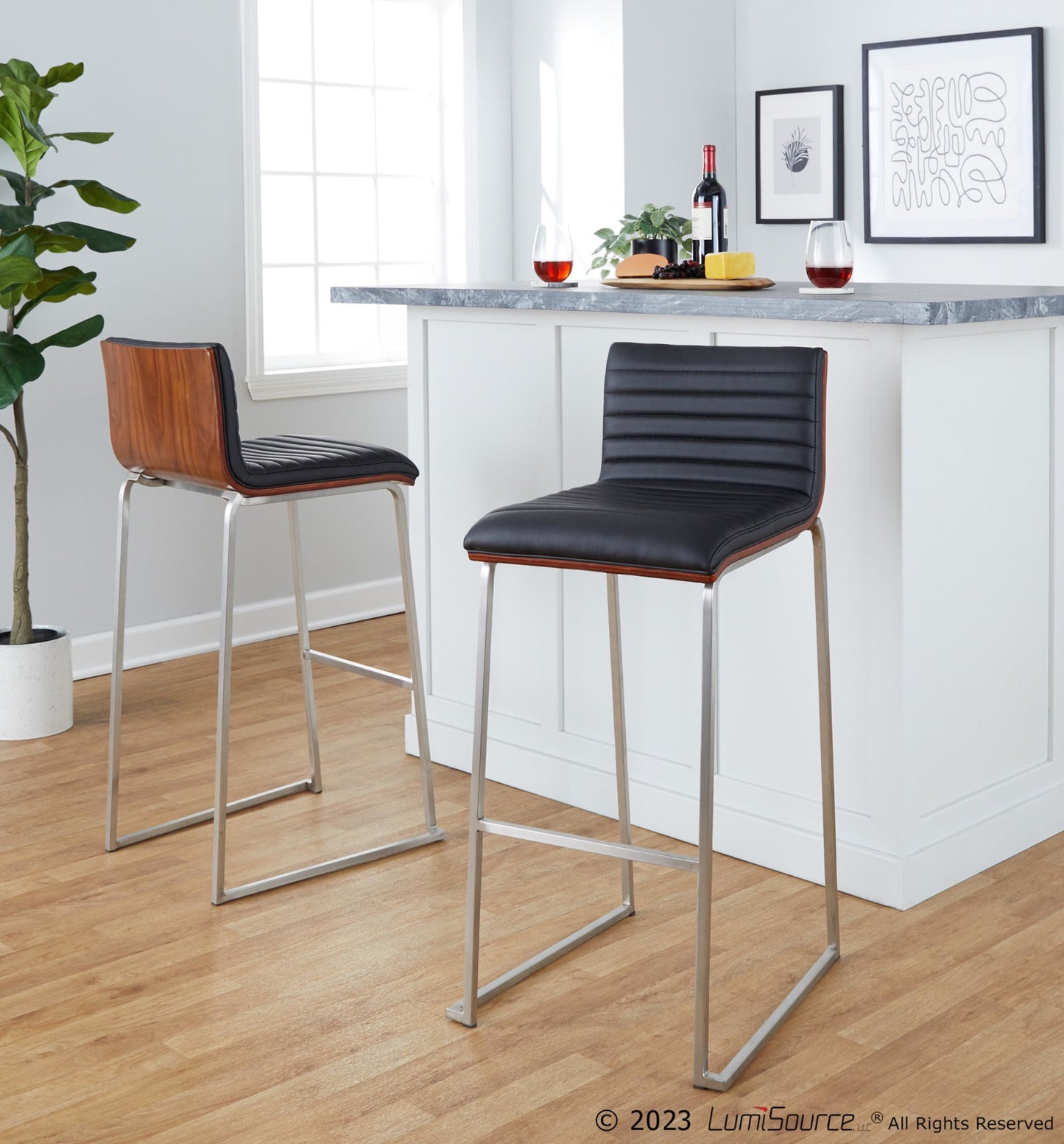 Mason Mara 30" Fixed-Height Barstool - Set of 2 By LumiSource - B30-MASONPU-MARA1 AUWLBK2 | Bar Stools | Modishstore - 17