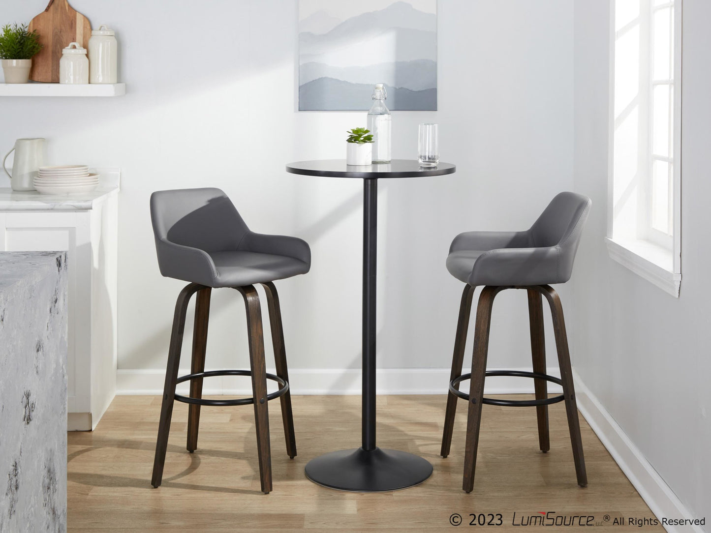 Daniella 30" Fixed-Height Barstool - Set of 2 By LumiSource - B30-DNLAPU-GRTZQ2 BNCAM2 | Bar Stools | Modishstore - 13