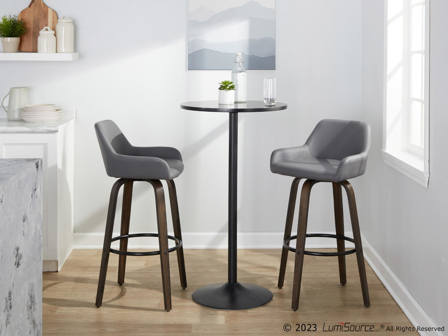 Daniella 30" Fixed-Height Barstool - Set of 2 By LumiSource - B30-DNLAPU-GRTZQ2 BNCAM2 | Bar Stools | Modishstore - 14