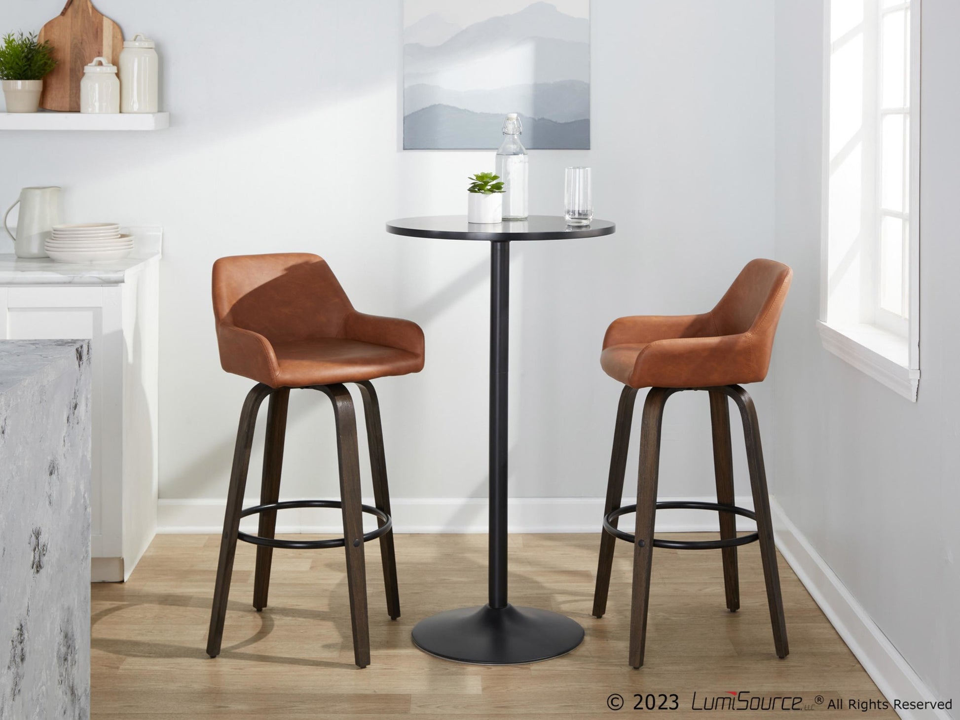 Daniella 30" Fixed-Height Barstool - Set of 2 By LumiSource - B30-DNLAPU-GRTZQ2 BNCAM2 | Bar Stools | Modishstore - 3