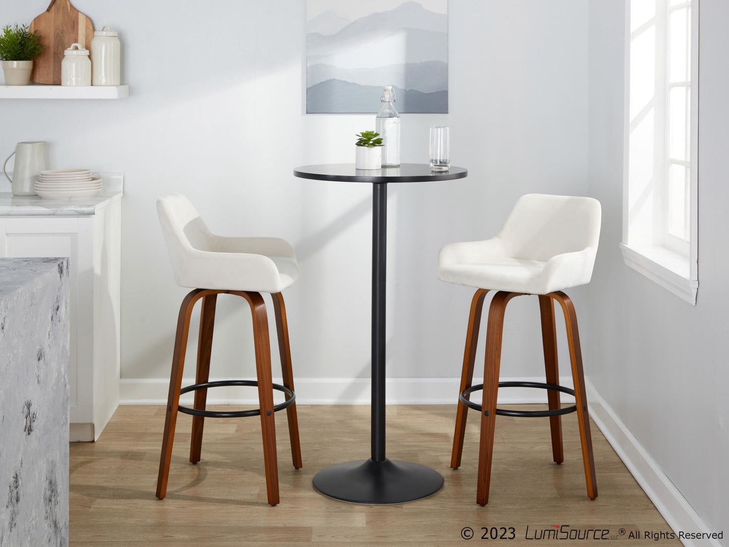 Daniella 30" Fixed-Height Barstool - Set of 2 By LumiSource - B30-DNLAV-GRTZQ2 WLBK2 | Bar Stools | Modishstore - 14