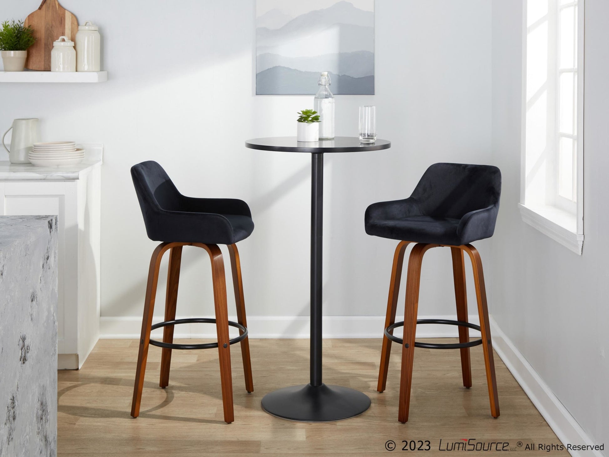 Daniella 30" Fixed-Height Barstool - Set of 2 By LumiSource - B30-DNLAV-GRTZQ2 WLBK2 | Bar Stools | Modishstore