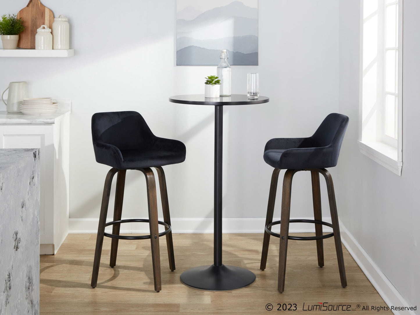 Daniella 30" Fixed-Height Barstool - Set of 2 By LumiSource - B30-DNLAV-GRTZQ2 BNBK2 | Bar Stools | Modishstore - 3