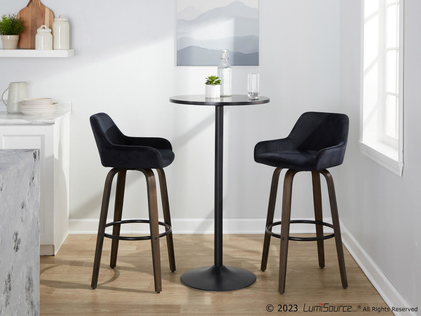 Daniella 30" Fixed-Height Barstool - Set of 2 By LumiSource - B30-DNLAV-GRTZQ2 BNBK2 | Bar Stools | Modishstore - 4